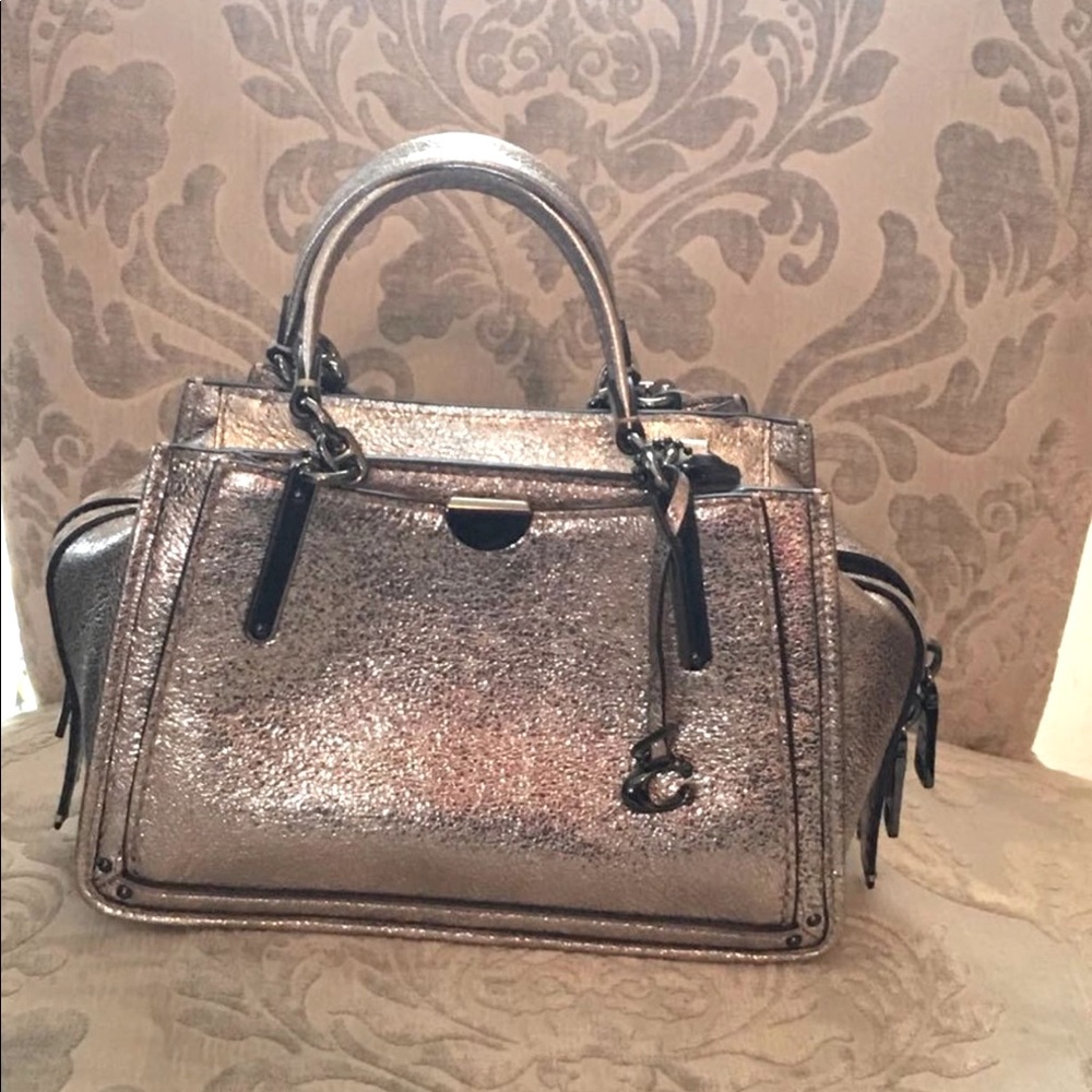 NWOT COACH Dreamer 21 Platinum Metallic Silver Leather Crossbody Satchel